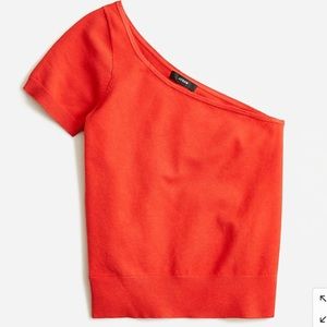 NET JCrew one shoulder stretch sweater (ripe persimmon)